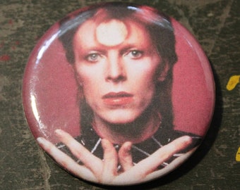 David Bowie 2.25" Button Keychain Ziggy Stardust Fan Club Magnet  Pin Badge Vintage Repro Rock & Roll Music Spiders From Mars Large Button