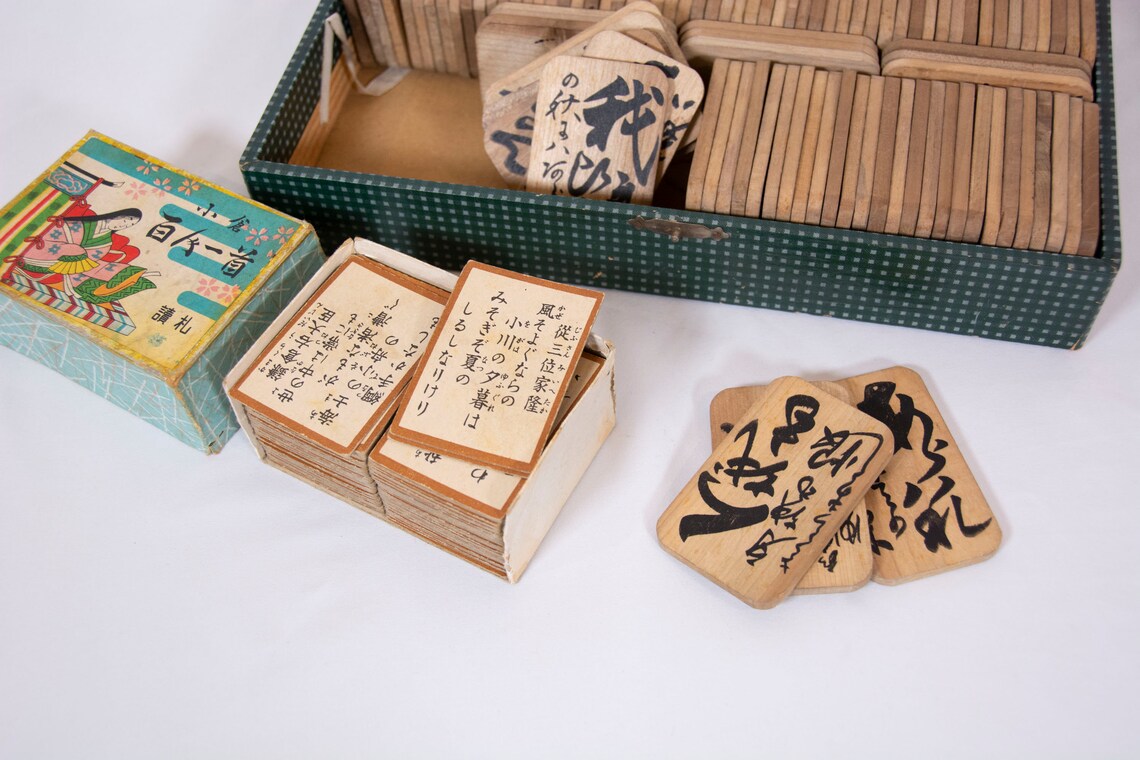 Wooden Karuta Vintage Japanese Card Game Etsy