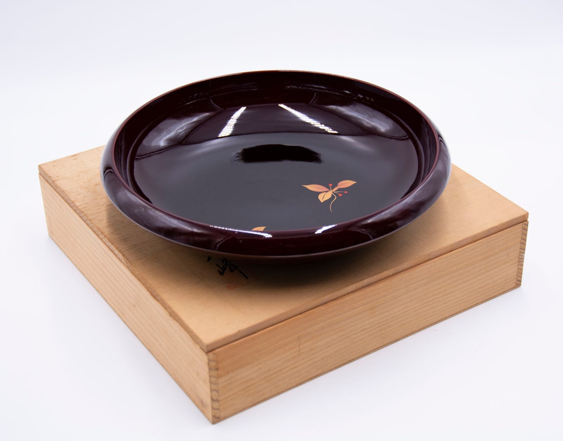 Bowl round Japanese Urushi serving decorative platters Etsy