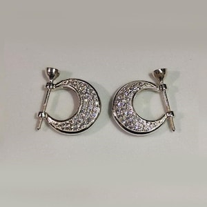 Best Price India Silver 925 Earring Hoops, Ethnic Earrings for Men and Women with White Zirconia Handcrafted Earrings Gift Item
