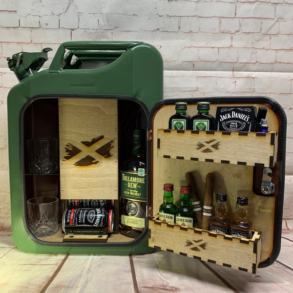 Jerry can mini bar/Display unit/Bar/Gift/Scottish themed/Party/Drinks cabinet/Man cave..