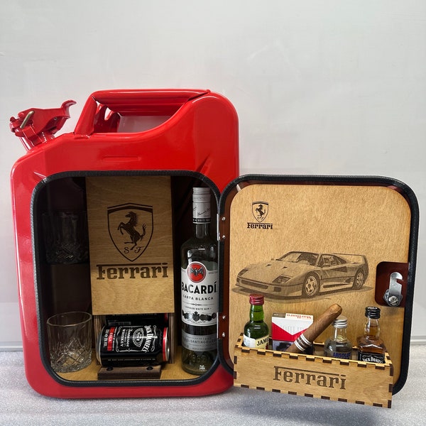 Ferrari themed jerry can mini bar/display unit/drink cabinet/bottle storage!