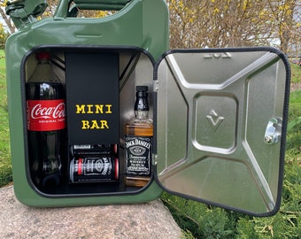 Mini bar/Canister bar/Drink holder/Metal jerry can/Display unit/Gift/Man Cave/Bottle holder!