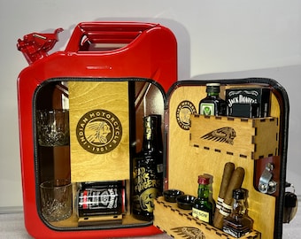 Indian motorcycle jerry can mini bar…Jack Daniel’s, drink cabinet, display unit!