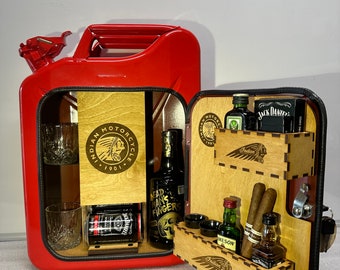 Indian motorcycle jerry can mini bar…Jack Daniel’s, drink cabinet, display unit!