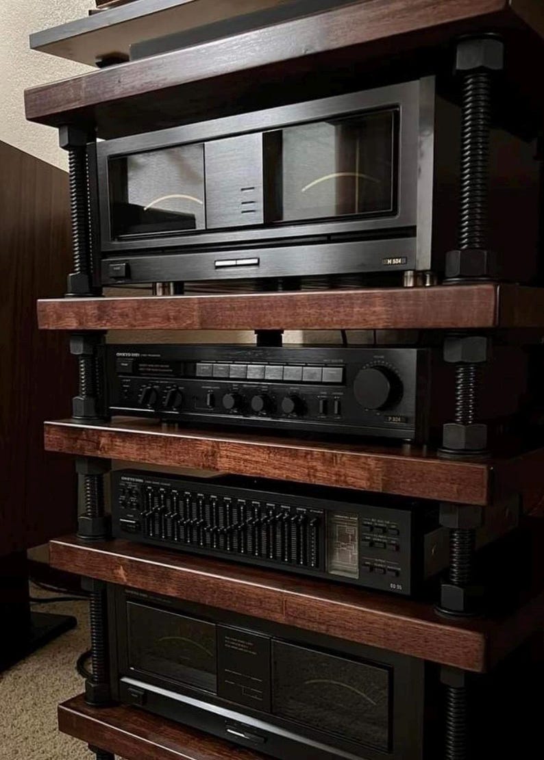 Threaded Rod Audio Racks Black Oak Audio Rack, Hifi Media Cabinet, Industrial Design,audiophile ...