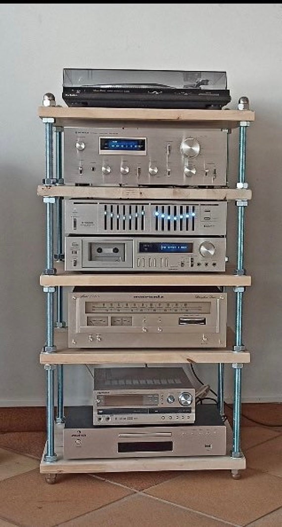 Oak Audiophile Stand, Four Tier Hifi Media Console
