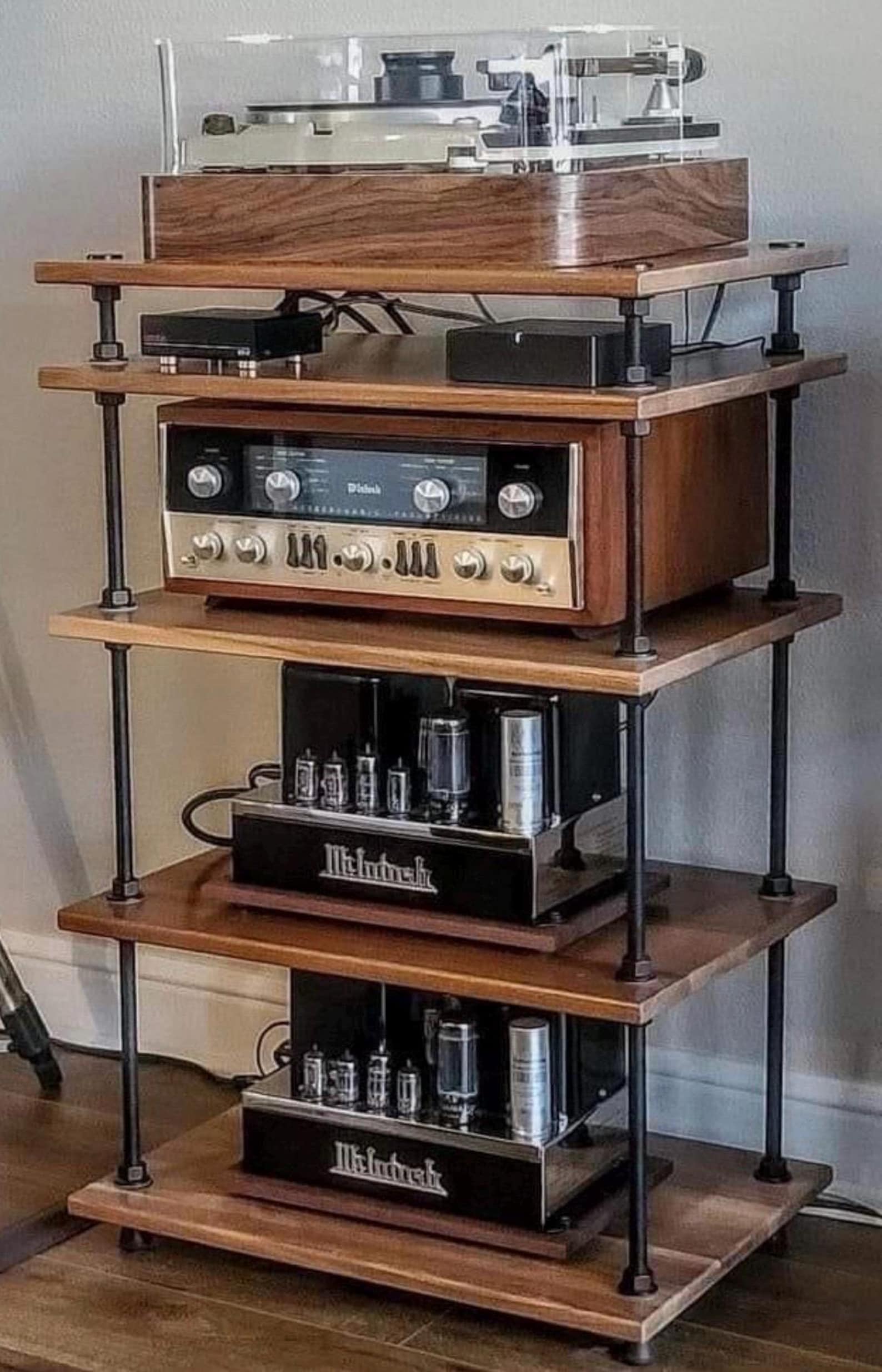 Black Oak Audio Rack, Hifi Media Cabinet, Industrial Design,audiophile ...