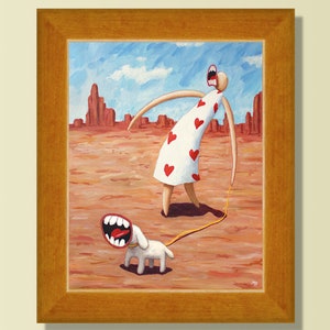 Original Surreal Acrylic Painting on Canvas, Weird painting, Extra Large Contemporary art, Modern Wall Art, Folk Art, Funny Dog Art