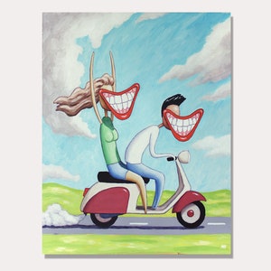 Custom Original Surreal Figurative painting, Large painting, Funny people, Acrylic Canvas art, Whimsical art, Contemporary art, Modern art