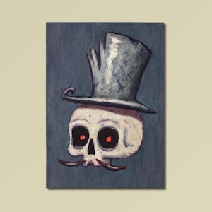 ACEO デッド ビクトリア朝 紳士 オリジナル ミミチュア 絵画 奇妙なデッド アール ブリュット レトロ 素朴なギフト オカルト 小さなアート ムーディ ダーク アカデミア