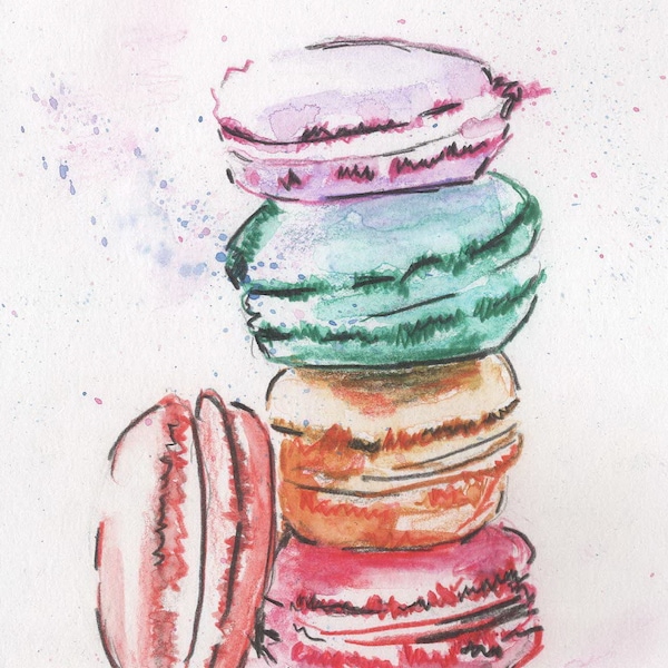 Grußkarte Macaron Aquarell Original