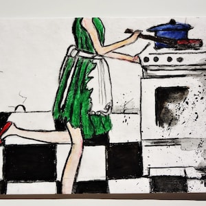 Cartão comemorativo cozinhando aquarela