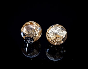 Kugelohrringe Blattgold in Resin