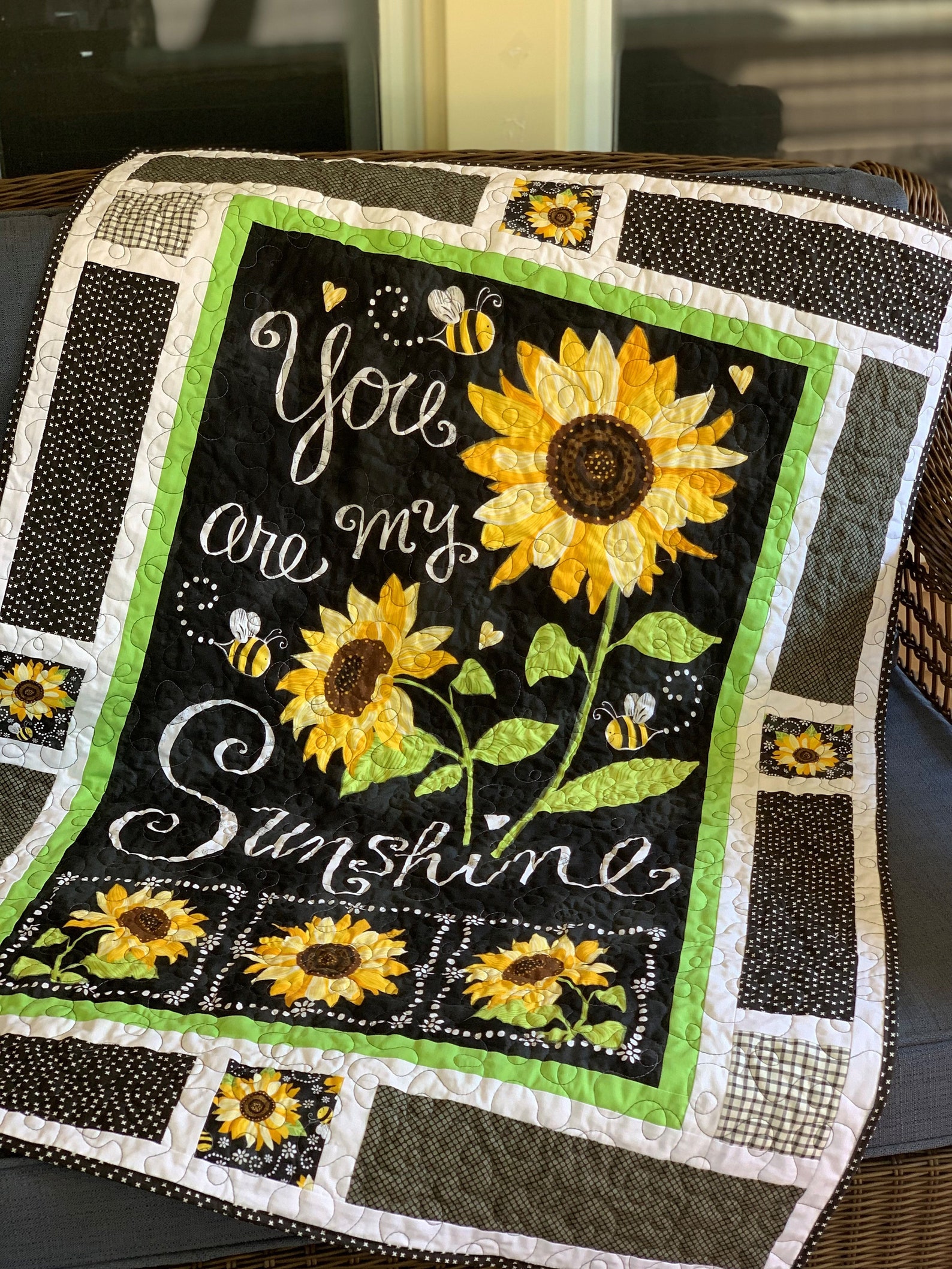 Sunflower Quilt You Are My Sunshine Quilt Modern Baby quilt Etsy