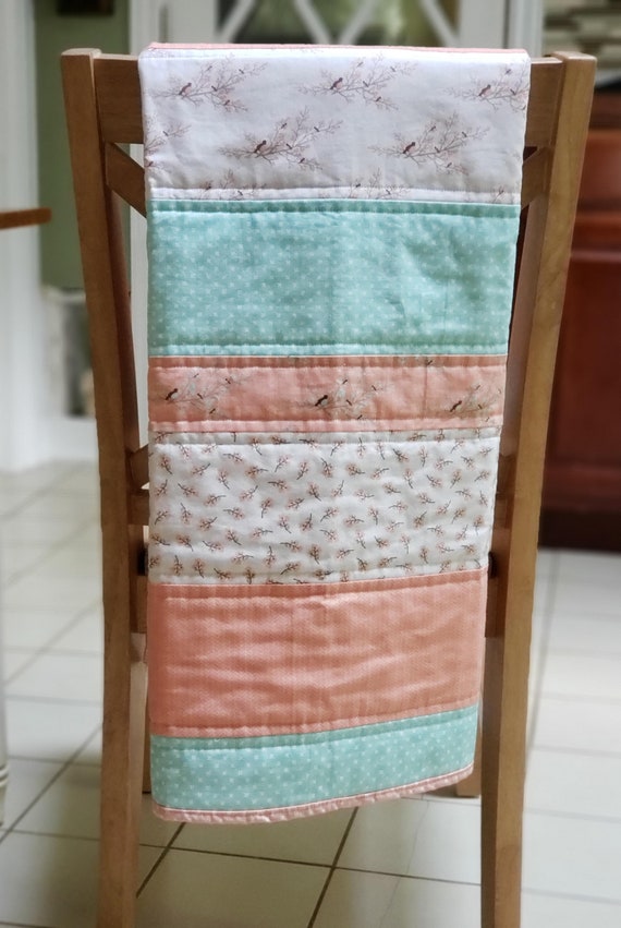 Crib Quilt Bird Quilt Toddler Quilt Baby Quilt Peach Etsy