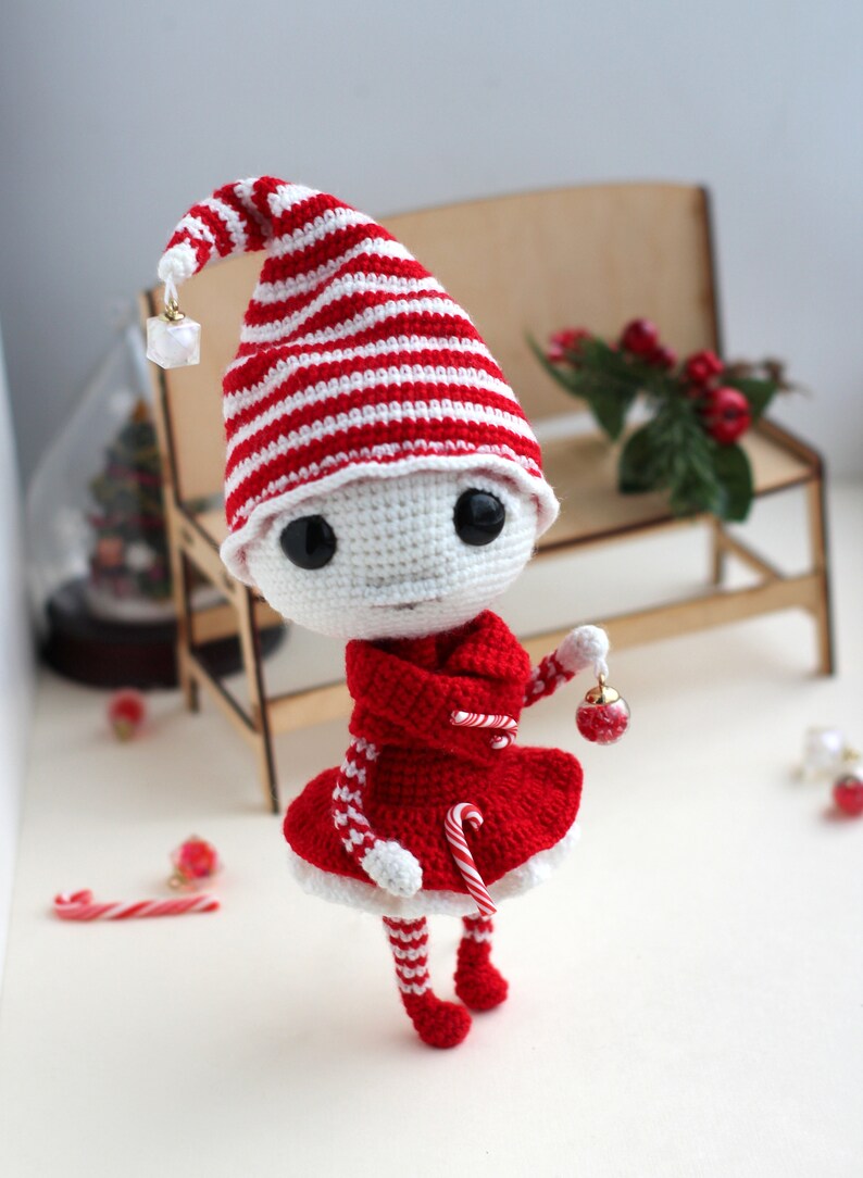 Crochet Christmas Candy Cane Doll Pattern Amigurumi Xmas Etsy