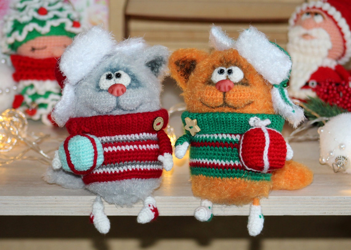 Crochet cat Pattern Amigurumi Christmas decorations crochet | Etsy