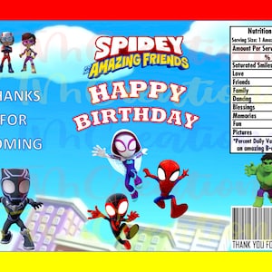 Spidey Chip Bag, Spidey And His Amazing Friends, Spidey Birthday, Instant Download, Spidey, Ghost Spider, Miles Morales, Spin, Gwen Stacy