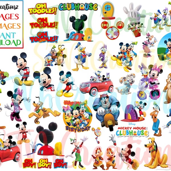 Mickey Mouse Clubhouse| Instant Download| Transparent Background| 41 PNG Images| Digital Download| PNG Bundle| Mickey Mouse| Mickey| Clipart