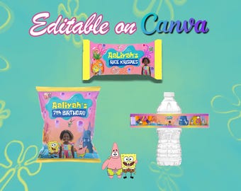 Sponge-Inspired Mini Bundle 2: Under the Sea Party Favor (Digital Download)