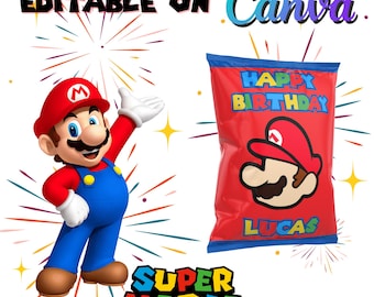 Super Mario Chip Bag Wrapper: Editable Party Favor (Digital Download)