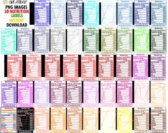 Birthday Nutrition Label Bundle: Multicolored Party Favor PNGs (Digital Download)