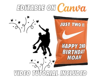 Just TWO It Chip Bag, Editable 2nd Birthday Favor, Sports Theme Party, Printable Snack Wrapper, Instant Download, DIY Custom Favor