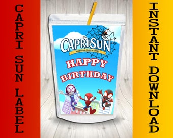 Spidey Birthday Capri Sun Label: Spidey and Friends (Digital Download)