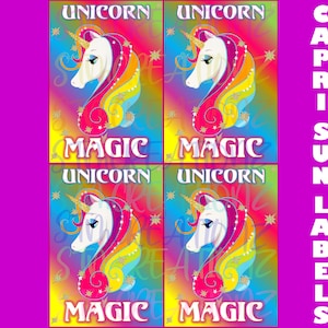 Unicorn Capri Sun Label, Unicorn Juice Pouch Wrapper, Capri Sun Label Template, Unicorn, Capri Sun Wrapper, Unicorn Birthday, Unicorn Party