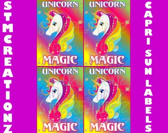 Unicorn Capri Sun Label: Birthday Party Wrapper (PDF File)
