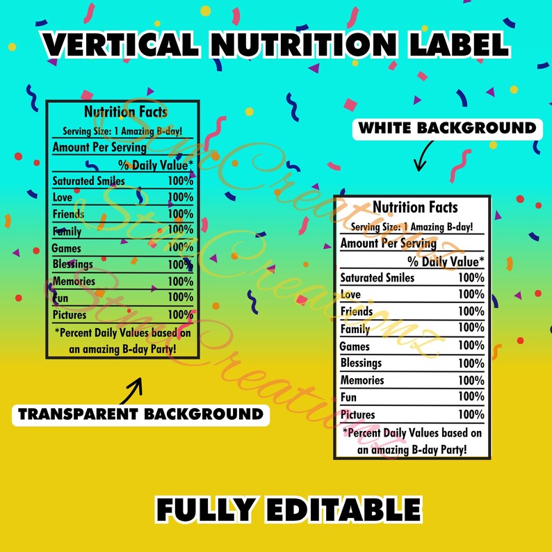Party Favor Nutrition Label Bundle: DIY Chip Bag, Treat Labels (PNG ...