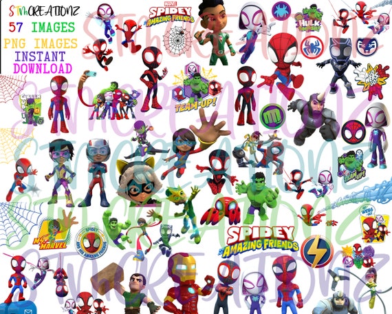 Spidey e i suoi fantastici amici/ Pacchetto PNG/ Download istantaneo/  Sfondo trasparente/ Spidey/ Miles Morales/ Ghost Spider/ Spin/ Hulk/Marvel  -  Italia