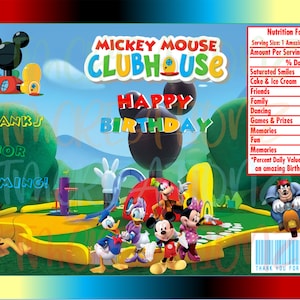 Envoltorio para bolsa de papas fritas de Mickey Mouse Clubhouse, bolsa para papas fritas/bolsas para papas fritas, Mickey Mouse Clubhouse, descarga digital, descarga instantánea, Mickey Mouse, cumpleaños