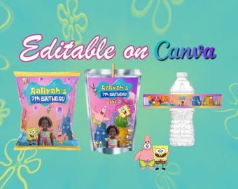 Sponge-Inspired Mini Bundle: Under the Sea Party Favor (Digital Download)