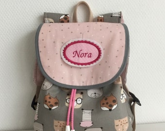 Children's backpack with animals and names (girls kindergarten backpack)