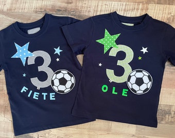 Fußball T-Shirt  Stern Geburtstagsshirt mit Zahl 1 2 3 4 5 6 7 8 9 10 Kinder Jungen Fussball Geburtstag