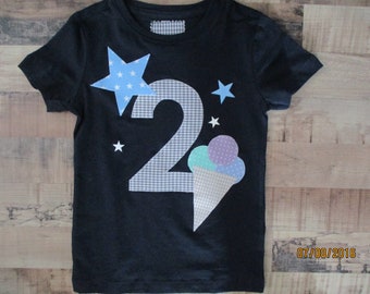 Geburtstagsshirt mit Zahl , Eis und Sternen 1 2 3 4 5 6 7 8 9 10 Kinder Jungen Eistüte Eiscreme Geburtstag Sterne Stern Wimpelkette