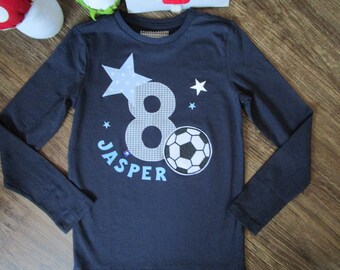 Fußball Langarmshirt Stern Geburtstagsshirt 1,2,3,4,5,6,7,8 Jungen Kinder Fussball Geburtstag