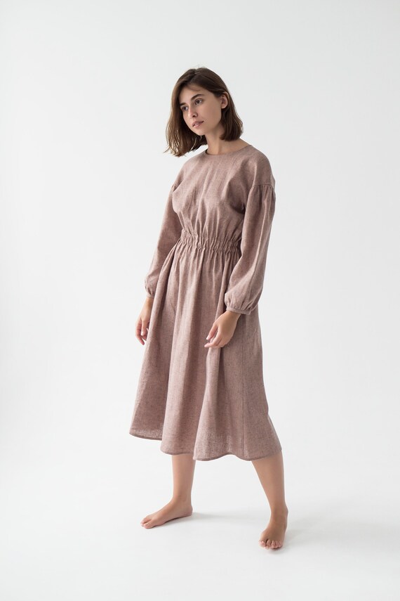 womens linen midi dress