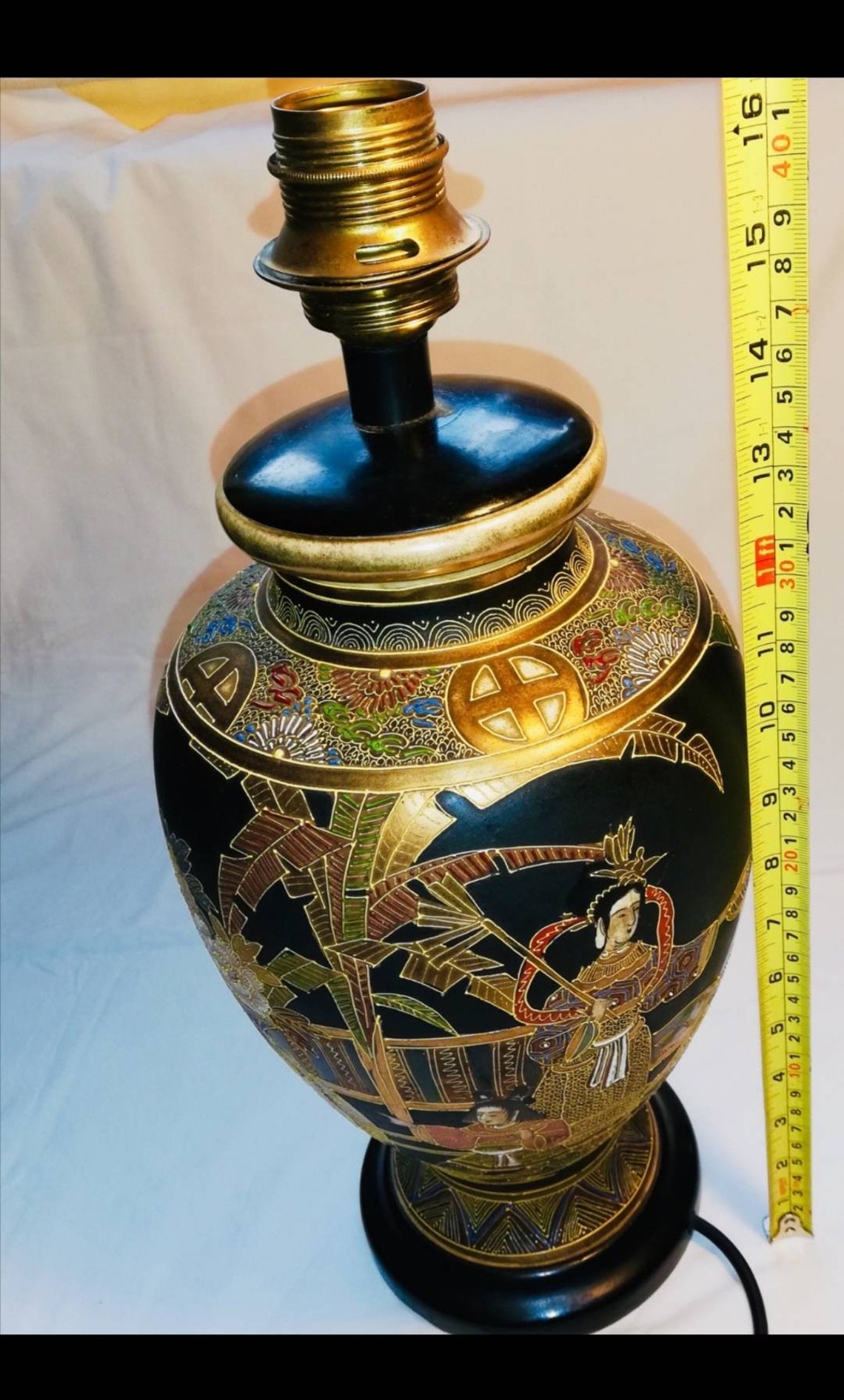 Gold Gilded Satsuma Vase Lamp From Meji Period 1800s Etsy