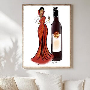 wine bottle with lady in red dress Lady in Red Wine Bottle