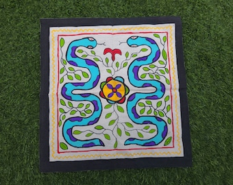 Tapiz pintado Shipibo de 37 x 35 cm