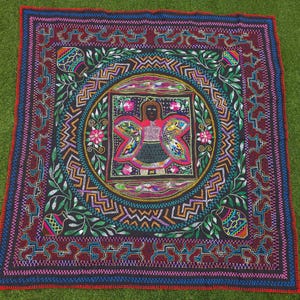 145 x 141 cm GROSSER Fee Shipibo Wandteppich