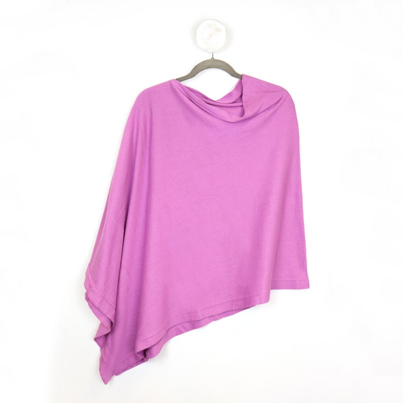 Fine knit cotton poncho in rich lilac