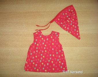 2 tlg. Set Kleid und Kopftuch für Baby Puppen ca. 42-43 cm *1103a*