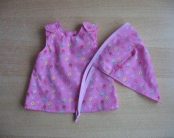 2 tlg. Set Kleid und Kopftuch für Baby Puppen ca. 42-43 cm *1110a*