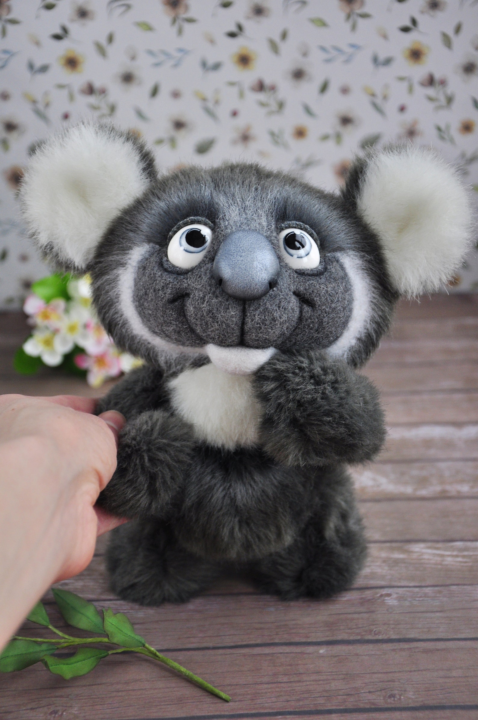 Stuffed koala bear with eucalyptus pose toy cute koala Kawaii Etsy