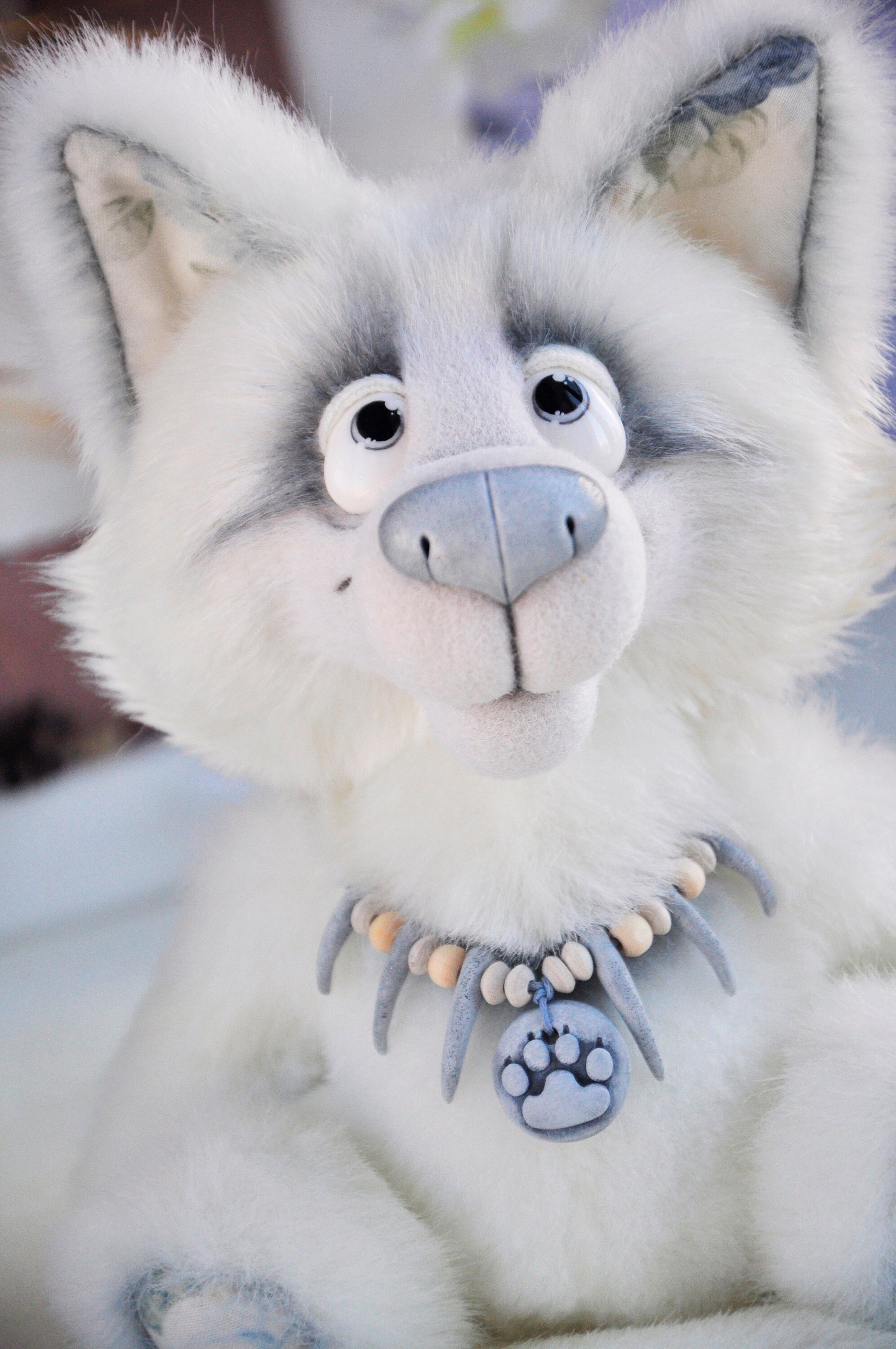White plush puppy Wolf stuffed cute sweet toy poseable soft | Etsy