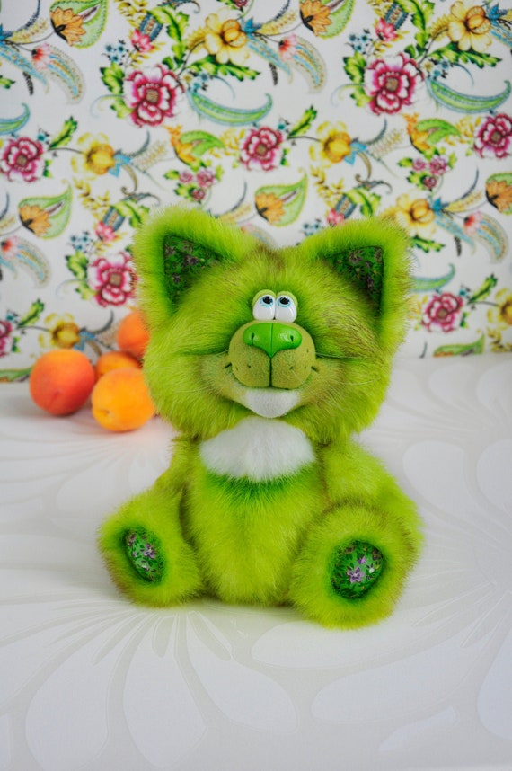 green cat plush